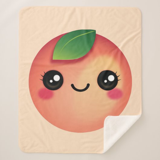 Kawaii Peach Sherpa Blanket Deken (Voorkant)