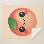 Kawaii Peach Sherpa Blanket Deken (Voorkant (horizontaal))