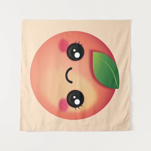 Kawaii Peach Tapestry Wandkleed (Voorkant (horizontaal))
