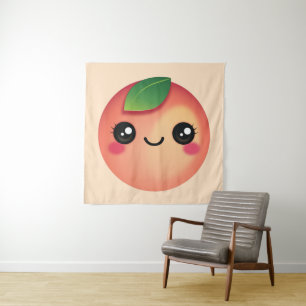 Kawaii Peach Tapestry Wandkleed