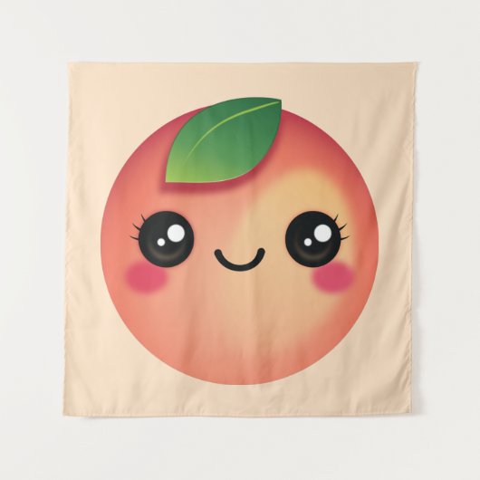 Kawaii Peach Tapestry Wandkleed (Voorkant)