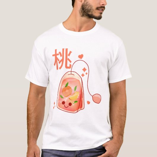Kawaii Peach Tea Bag T-shirt (Voorkant)