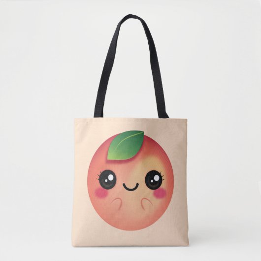 Kawaii Peach Tote Bag (Voorkant)