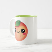 Kawaii Peach Tweekleurige Koffiemok (Voorkant links)