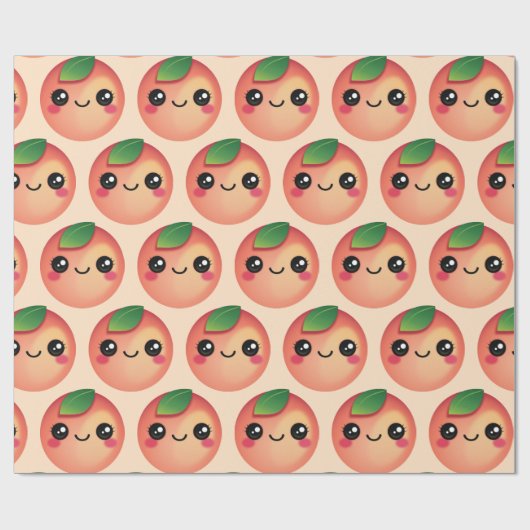 Kawaii Peach Wrapping Paper Cadeaupapier (Vlak)