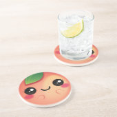 Kawaii Peach Zandsteen Onderzetter (Zijkant)