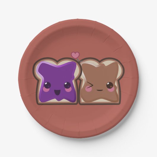 Kawaii Peanut Butter en Jelly Friends Papieren Bordje (Voorkant)