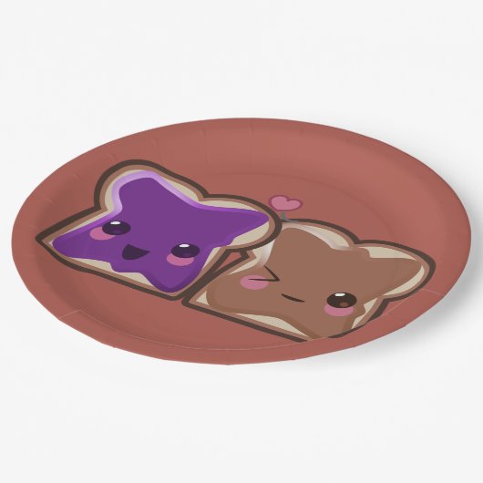 Kawaii Peanut Butter en Jelly Friends Papieren Bordje (Gekanteld)