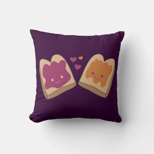 Kawaii Peanut Butter en Jelly Sierkussen (Voorkant)