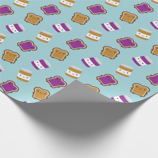 Kawaii Peanut Butter & Jelly Sandwich Couple Cadeaupapier (Hoek)