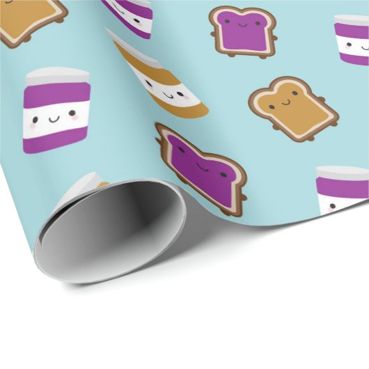Kawaii Peanut Butter & Jelly Sandwich Couple Cadeaupapier (Rol Hoek)