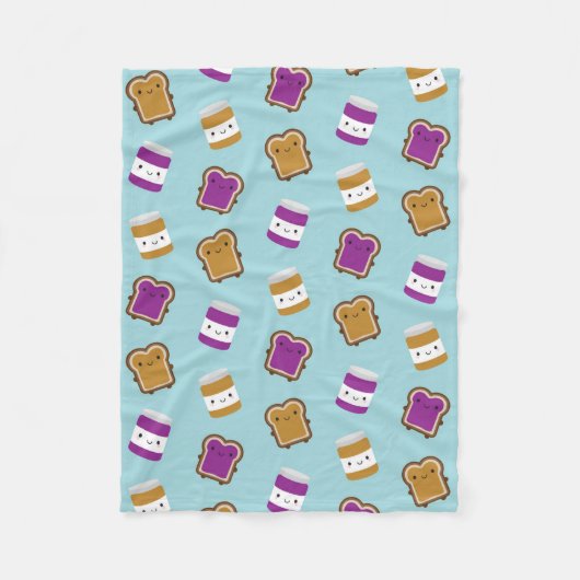 Kawaii Peanut Butter & Jelly Sandwich Couple Fleece Deken (Voorkant)