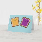 Kawaii Peanut Butter & Jelly Sandwich Couple Kaart (Gele Bloem)