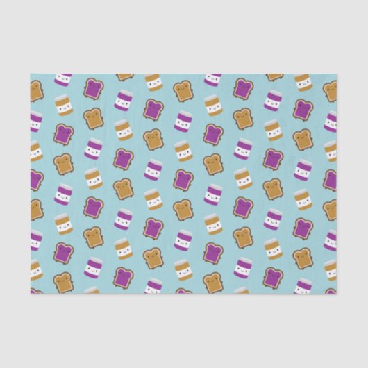 Kawaii Peanut Butter & Jelly Sandwich Couple Tissuepapier (Voorkant)