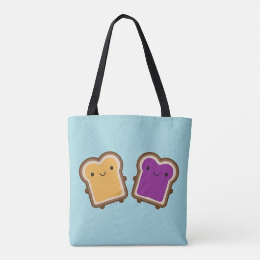 Kawaii Peanut Butter & Jelly Sandwich Couple Tote Bag (Achterkant)