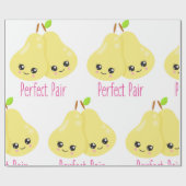 Kawaii Pear Couple Perfect Pair Funny Pun Cadeaupapier (Vlak)