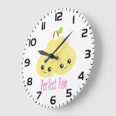 Kawaii Pear Couple Perfect Pair Funny Pun Grote Klok (Hoek)