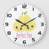 Kawaii Pear Couple Perfect Pair Funny Pun Grote Klok (Voorkant)