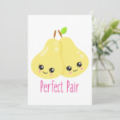 Kawaii Pear Couple Perfect Pair Funny Pun Kaart (Staand voorkant)
