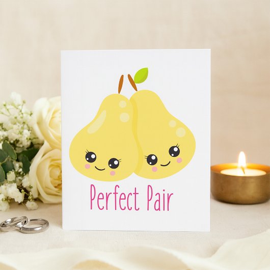 Kawaii Pear Couple Perfect Pair Funny Pun Kaart