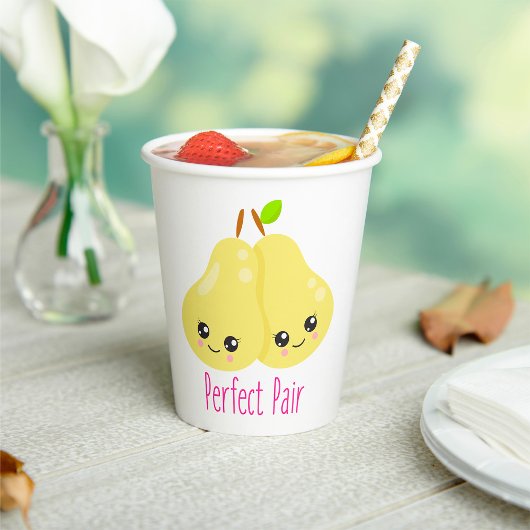 Kawaii Pear Couple Perfect Pair Funny Pun Papieren Bekers