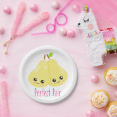 Kawaii Pear Couple Perfect Pair Funny Pun Papieren Bordje (Feest)