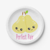 Kawaii Pear Couple Perfect Pair Funny Pun Papieren Bordje (Voorkant)
