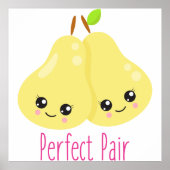 Kawaii Pear Couple Perfect Pair Funny Pun Poster (Voorkant)