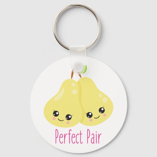Kawaii Pear Couple Perfect Pair Funny Pun Sleutelhanger (Voorkant)