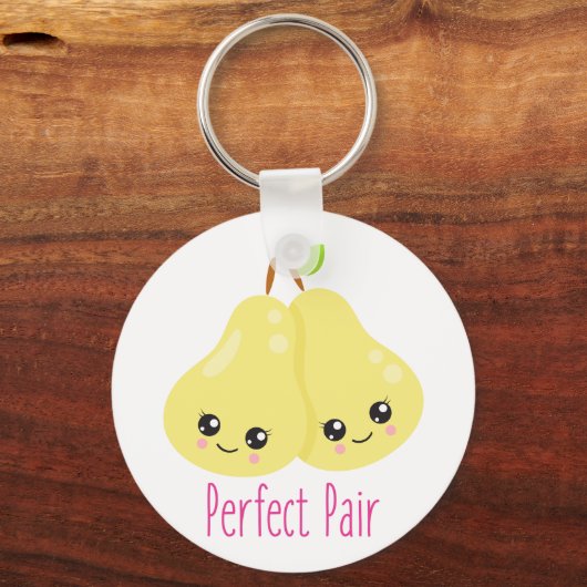 Kawaii Pear Couple Perfect Pair Funny Pun Sleutelhanger (Voorkant)