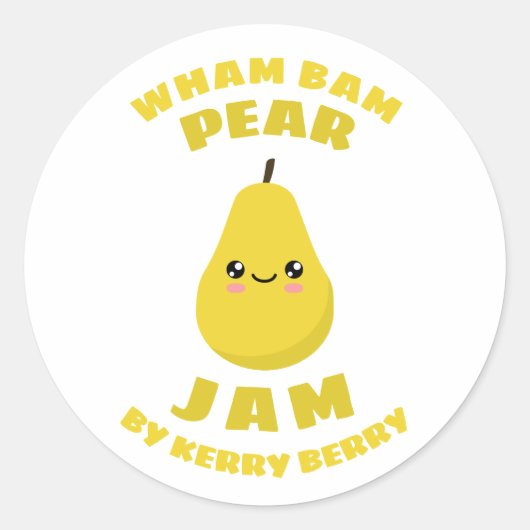 Kawaii Pear Jam Ronde Sticker (Voorkant)