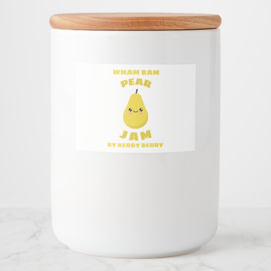 Kawaii Pear Jam Voedselcontainer Etiket (Voorkant)