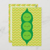 Kawaii Peas in een peul Briefkaart (Voorkant / Achterkant)