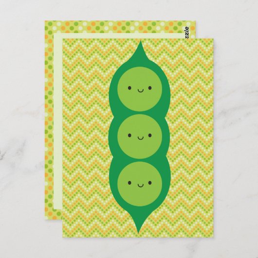 Kawaii Peas in een peul Briefkaart (Voorkant / Achterkant)