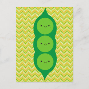 Kawaii Peas in een peul Briefkaart