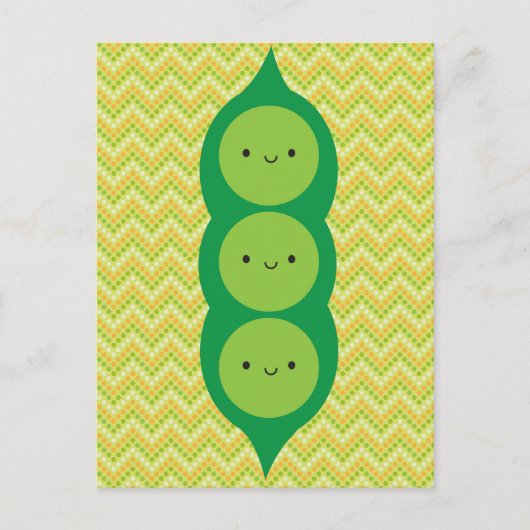 Kawaii Peas in een peul Briefkaart (Voorkant)