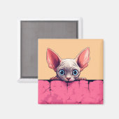 Kawaii Peeking Schattige Sphynx Cat Magneet (Voorkant / Achterkant)