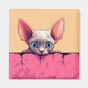 Kawaii Peeking Schattige Sphynx Cat Magneet