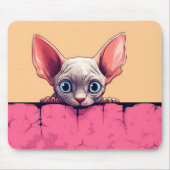 Kawaii Peeking Schattige Sphynx Cat Muismat (Voorkant)