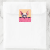 Kawaii Peeking Schattige Sphynx Cat Vierkante Sticker (Tas)