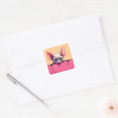 Kawaii Peeking Schattige Sphynx Cat Vierkante Sticker (Envelop)