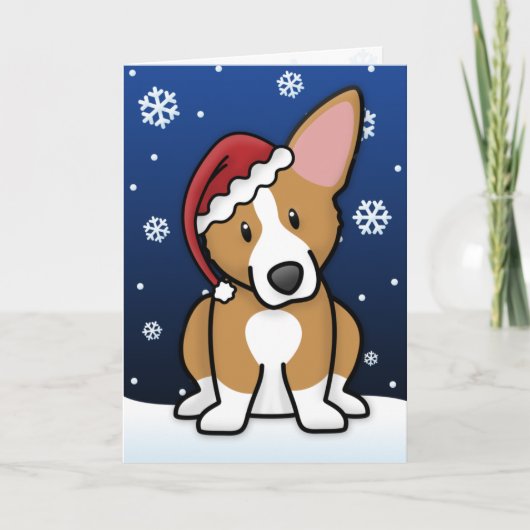 Kawaii Pembroke Welsh Corgi Christmas Card Feestdagen Kaart (Voorkant)