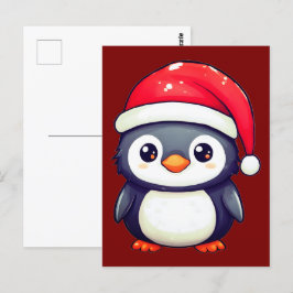 Kawaii Penguin Dragen van een Gezellige Kerstman H Briefkaart