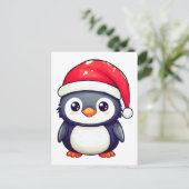 Kawaii Penguin Dragen van een Gezellige Kerstman H Briefkaart (Staand voorkant)