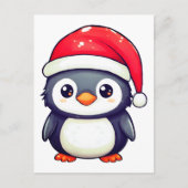 Kawaii Penguin Dragen van een Gezellige Kerstman H Briefkaart (Voorkant)