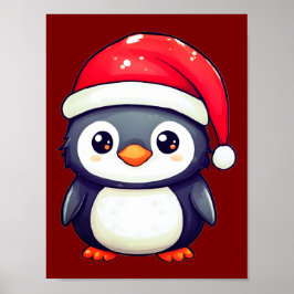Kawaii Penguin Dragen van een Gezellige Kerstman H Poster