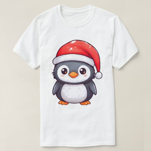 Kawaii Penguin Dragen van een Gezellige Kerstman H T-shirt (Design voorkant)