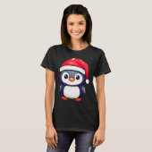 Kawaii Penguin Dragen van een Gezellige Kerstman H T-shirt (Voorkant volledig)