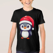 Kawaii Penguin Dragen van een Gezellige Kerstman H Tri-Blend Shirt (Voorkant)