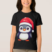 Kawaii Penguin Dragen van een Gezellige Kerstman H Tri-Blend Shirt (Voorkant)